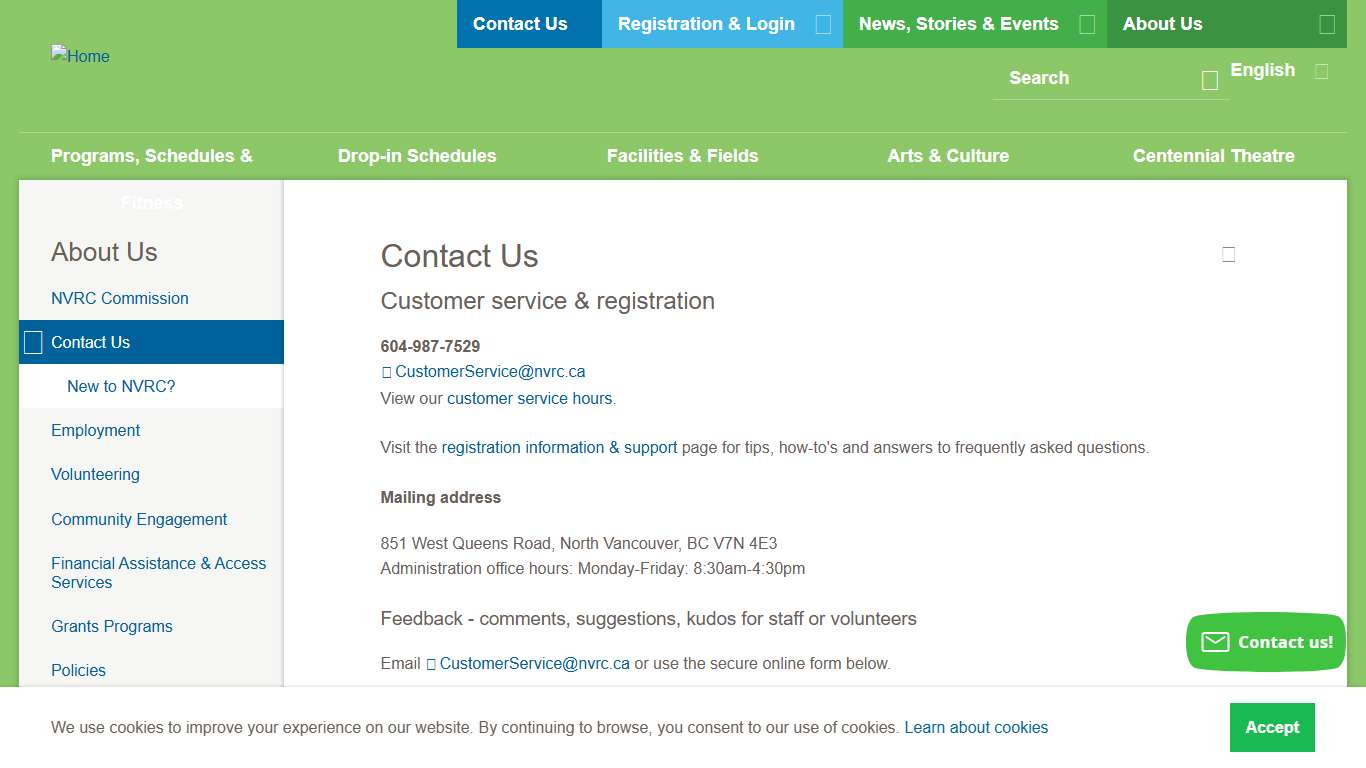 Contact Us | North Vancouver Recreation and Culture Commission